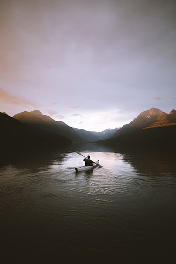 Nature, Rocks, Silhouette, Boat, Loneliness, Paddle, Oar HD phone wallpaper