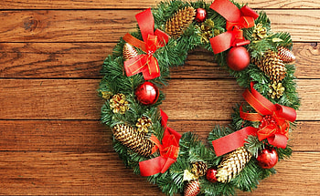 Holidays, Cones, New Year, Bluebells, Christmas, Needles, Bows, Wreath HD wallpaper
