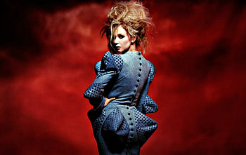 Juno Temple, blue, model, blonde, red, girl, actress, woman HD wallpaper