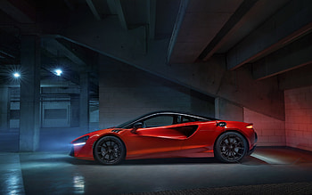 Mclaren Artura, 2021, side view, exterior, red sports coupe, supercar, new red Artura, British sports cars, Mclaren HD wallpaper
