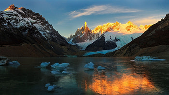 Sunrise, Glaciers, Snow frost, Landscape HD wallpaper