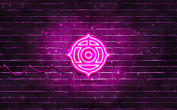 Hitachi purple logo, , purple brickwall, Hitachi logo, brands, Hitachi neon logo, Hitachi HD wallpaper