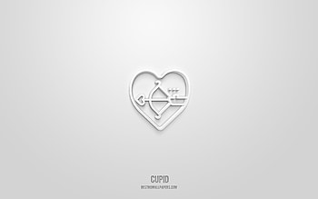 Cupid 3d icon, white background, 3d symbols, Cupid, love icons, 3d icons, Cupid sign, love 3d icons HD wallpaper