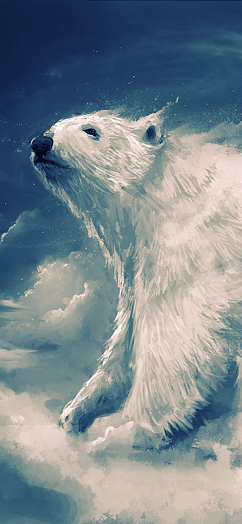 Polar bear artwork, resolution, Majestic presence, Arctic marvel HD phone wallpaper
