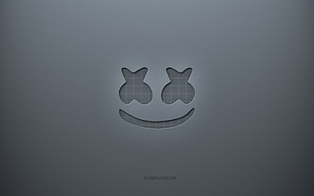Marshmello logo, gray creative background, Marshmello emblem, gray paper texture, Marshmello, gray background, Marshmello 3d logo HD wallpaper