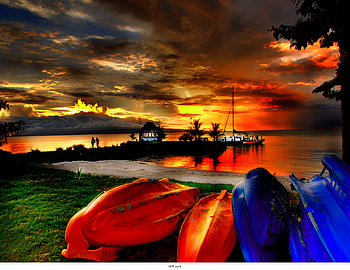Colorful Sunset, colors, nature, sunset, beach HD wallpaper