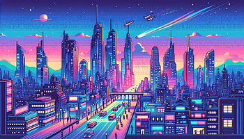 Retro Futuristic Cityscape, retro, synthwave, artist, artwork, digital-art HD wallpaper