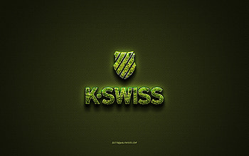 K-Swiss logo, green creative logo, floral art logo, K-Swiss emblem, green carbon fiber texture, K-Swiss, creative art HD wallpaper