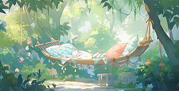 Relaxing Hammock in Enchanted Forest - AI Art, AI Art, man made, hammock HD wallpaper