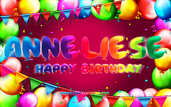 Happy Birtay Anneliese, , colorful balloon frame, Anneliese name, purple background, Anneliese Happy Birtay, Anneliese Birtay, popular german female names, Birtay concept, Anneliese HD wallpaper