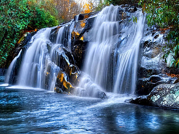 Waterfall, nature, small, water stream, water, forest HD wallpaper