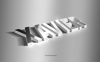 Xavier, silver 3d art, gray background, with names, Xavier name, Xavier greeting card, 3d art, with Xavier name HD wallpaper