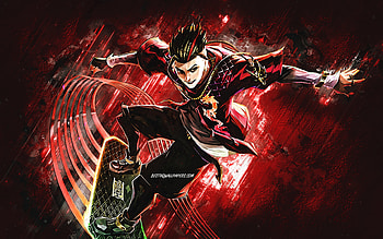 Chou STUN, Mobile Legends, red stone background, grunge art, Chou STUN ML, Mobile Legends characters, Chou STUN Skin, Chou STUN Mobile Legends HD wallpaper