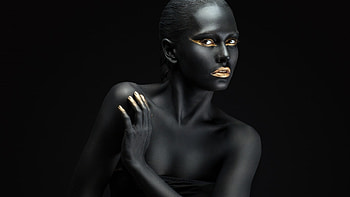 Black Beauty, fashion, black, gold, woman HD wallpaper