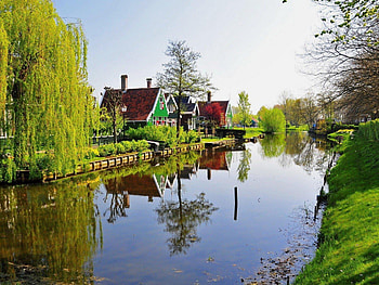 Lovely landscape, river, canal, house, landscape, beautiful, netherlands, summer, reflection, nature, water HD wallpaper