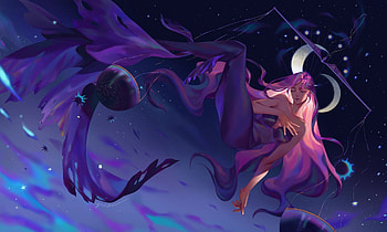 Mermaid, fantasy, moon, art, eunhye cho, girl, siren, dark, blue, pink HD wallpaper