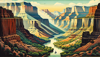 Grand Canyon Artistic Landscape, grand canyon, landscape, canyon, river, mountain HD wallpaper