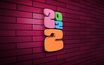 2022 colorful 3D digits, , minimalism, purple brickwall, 2022 business concepts, 2022 stone 3D digits, 2022 new year, Happy New Year 2022, creative, 2022 on purple background, 2022 concepts, 2022 year digits HD wallpaper