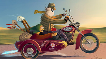 GRANDPARENTS ON CYCLE, OLD, SIDECYCLE, MOTORCYCLE, GRANDPARENTS, FUNNY HD wallpaper