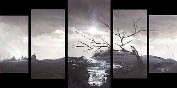 landscape, absatrasct, art, divided, land HD wallpaper