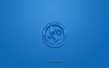 Club Sol de America, creative 3D logo, blue background, Paraguayan football club, Paraguayan Primera Division, Paraguay, 3d art, football, Club Sol de America 3d logo HD wallpaper