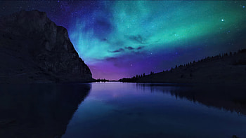 Prismatic Northern Lights, northern-lights, nature, sea, lake, mountains, sky, deviantart HD wallpaper