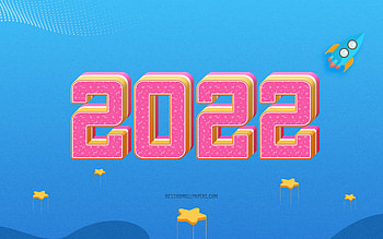 2022 New Year, 3d art, Happy New Year 2022, isometric art, 2022 isometric background, 2022 Startup, start 2022, 2022 concepts, 2022 blue background HD wallpaper