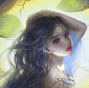 Princess, frumusete, fantasy, art, gjschoolart, face, luminos HD wallpaper