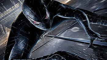 Noir Web-Slinger — Black-Suit Spider-Man HD wallpaper