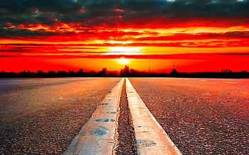 ROAD TO THE HORIZON, horizon, road, highway, sunset, evening HD wallpaper