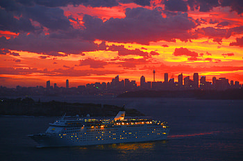 Fire in the Sky, boat, city, sky, beautiful, nature, amazing, sunset HD wallpaper