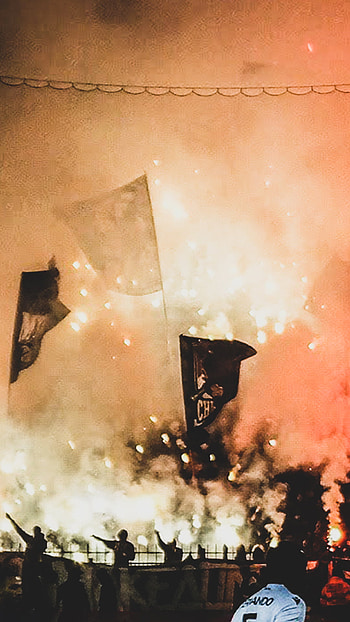 PAOK Fans Pyroshow, paokfans, pyro, paokfc, greece, ultras, football, partizan HD phone wallpaper