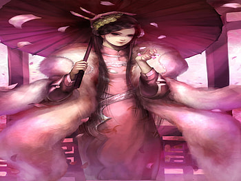 Beauty of Pink Girl, sweet, umbrella, chinese girl, smile, cute, chinese, beauty, anime girl, pink, original, cherry blossom, female HD wallpaper