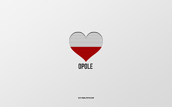 I Love Opole, Polish cities, Day of Opole, gray background, Opole, Poland, Polish flag heart, favorite cities, Love Opole HD wallpaper