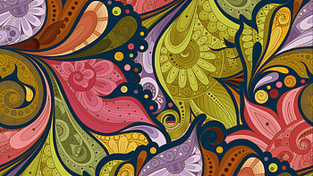 Texture, colorful, flower, green, red, leaf, paper, pattern HD wallpaper