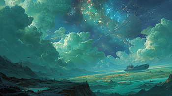 Nebula Shores — Space Fantasy, Ocean HD wallpaper
