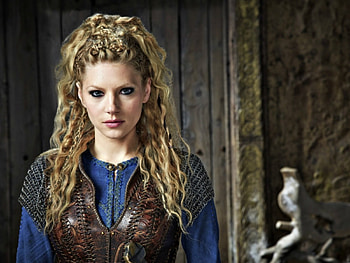 Katheryn Winnick as Lagertha, blue, blonde, Katheryn Winnick, girl, actress, vikings, woman, tv series, Lagertha HD wallpaper