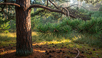 Sunlit Pine Grove —, Pine, Pine Tree, Forest HD wallpaper