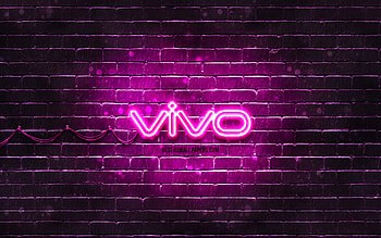 Vivo purple logo, , purple brickwall, Vivo logo, brands, Vivo neon logo, Vivo HD wallpaper