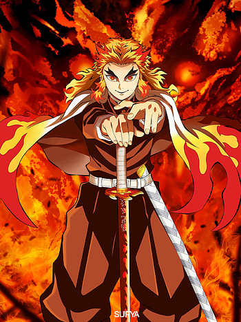 Rengoku Kyoujuro, kimetsunoyaiba, demonslayer, flamebreathing HD phone wallpaper