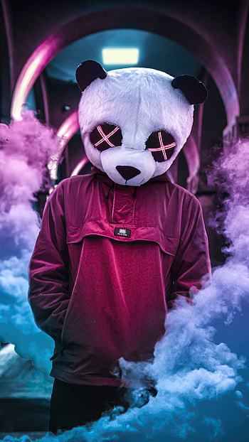Panda with neon eyes, resolution, Dynamic , Mesmerizing gaze HD phone wallpaper