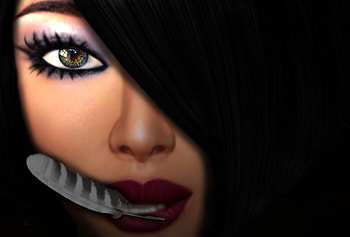 Feather, lady, abstract, fantasy, face, eye HD wallpaper