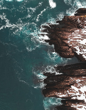 Nature, Waves, Rocks, View From Above HD phone wallpaper