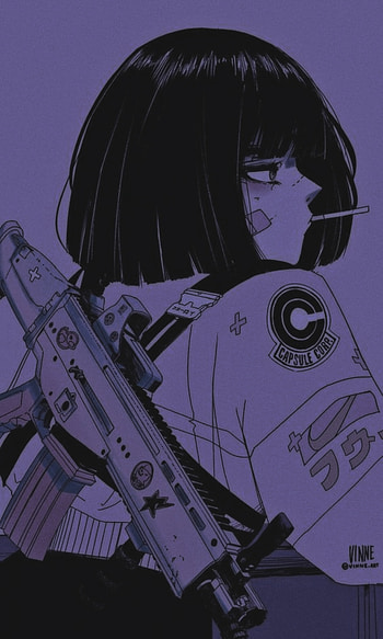 Anime Girl, art, waifu, black, purple, supreme HD phone wallpaper