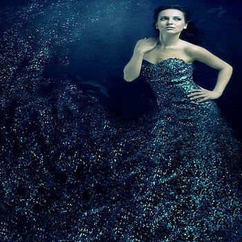 BLUE DRESS, blue, model, dress, ocean HD wallpaper