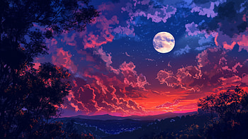 Moonlit Sky, moon, moonlit sky, colorful clouds, landscape HD wallpaper