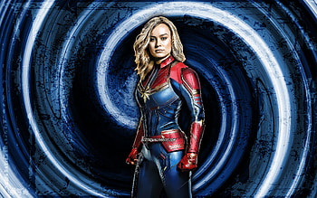 Captain Marvel, blue grunge background, Fortnite, vortex, Fortnite characters, Captain Marvel Skin, Fortnite Battle Royale, Captain Marvel Fortnite HD wallpaper