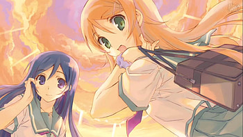 Ore no Imouto ga Konna ni Kawaii Wake ga Nai, konna ni, orange hair, school anime, blue hair, nai, anime girl, kawaii, anime, imouto ga, wake ga, ore no, school, sky HD wallpaper