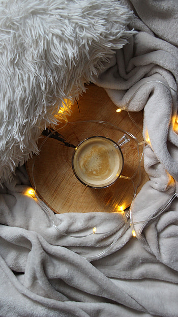Coffee, Miscellanea, Miscellaneous, Cup, Garland, Coziness, Comfort, Plaid HD phone wallpaper
