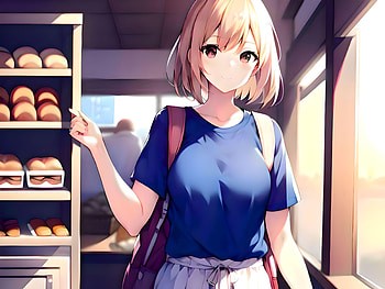 Anime girl in Bakery, AI Art, Anime, Original HD wallpaper